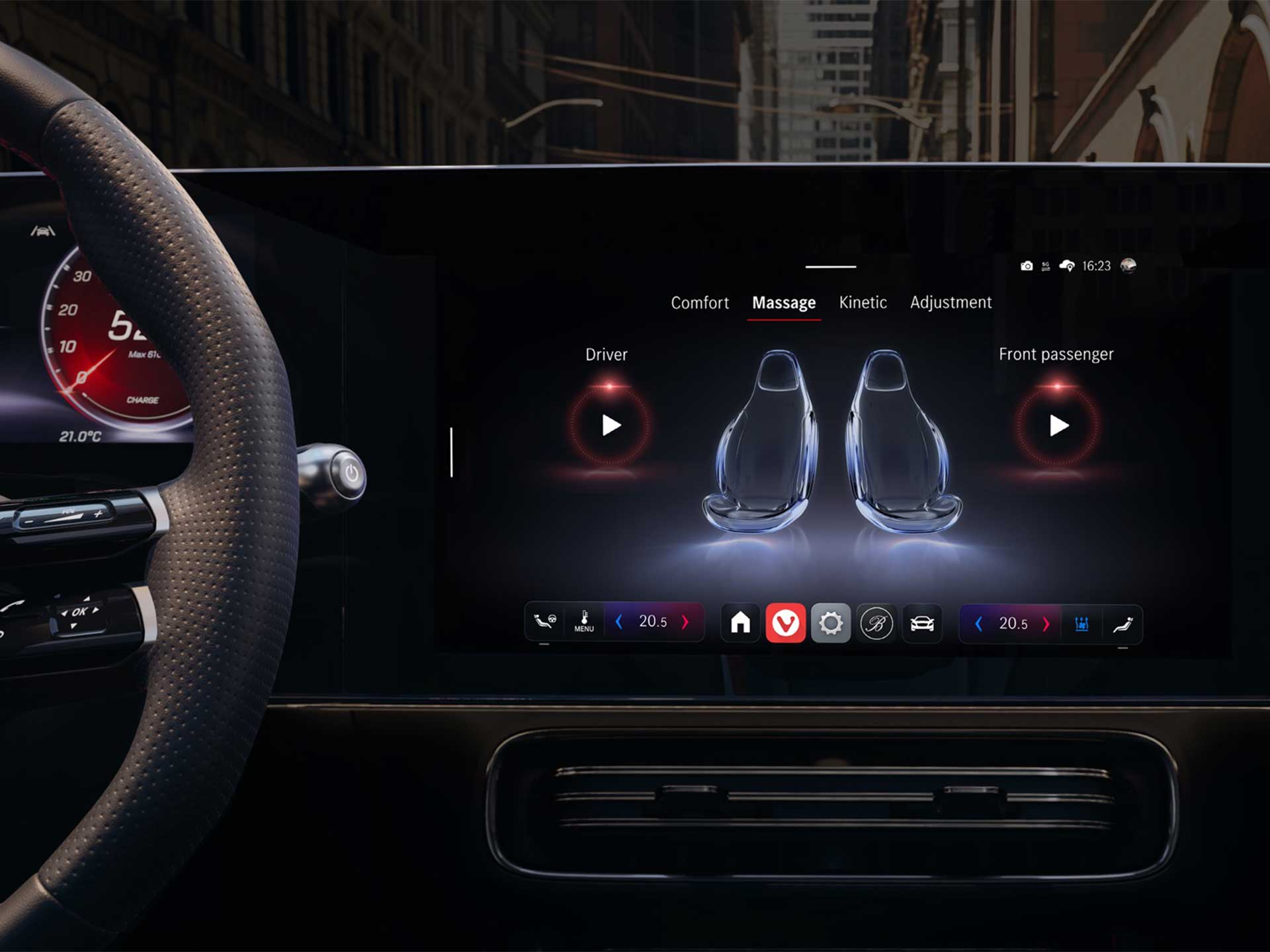 Massage function activation | Comfort | Mercedes-Benz Massage function activation in a Mercedes-Benz.