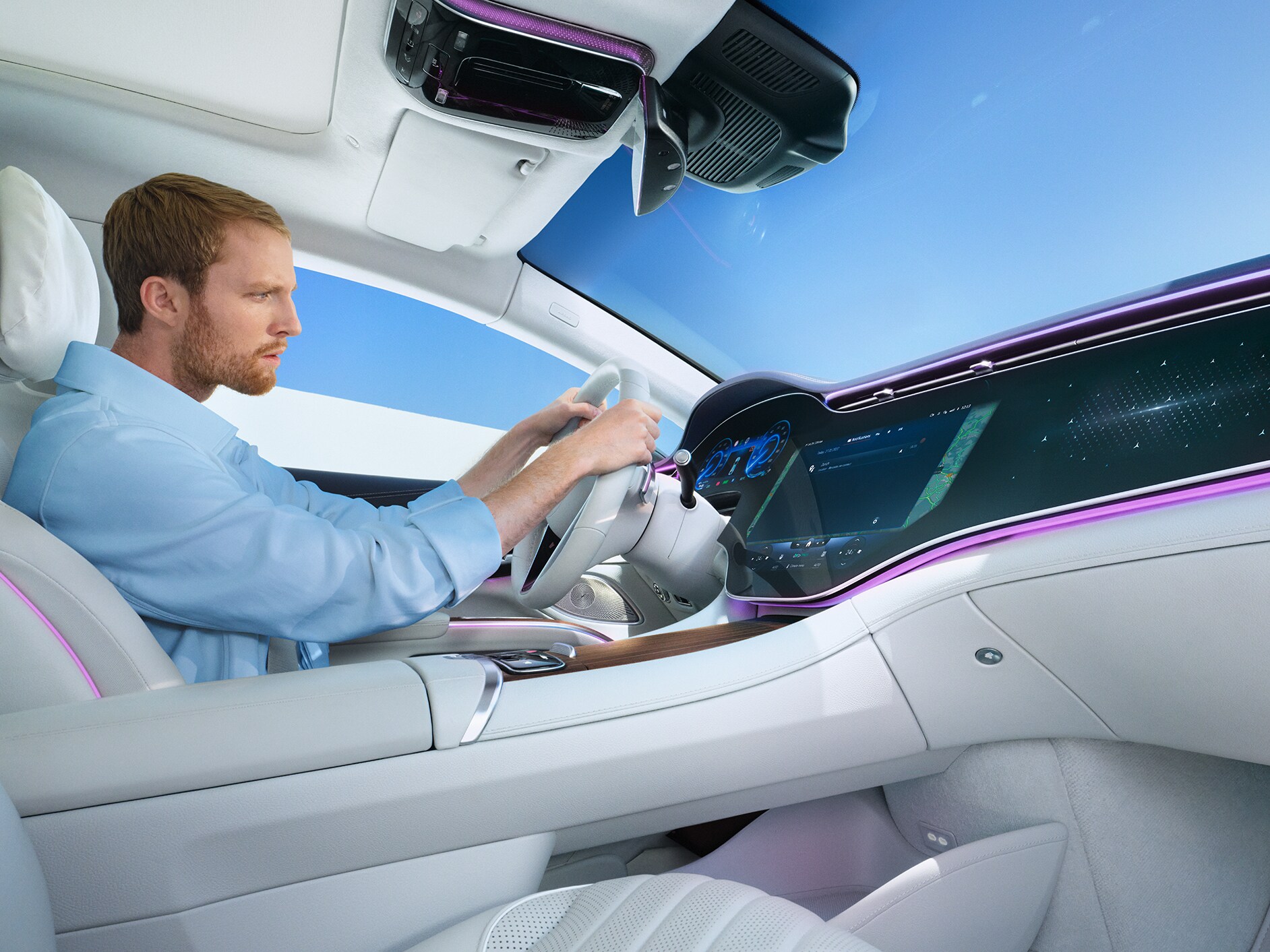 The Mercedes-Benz Service App in a Mercedes-Benz car.