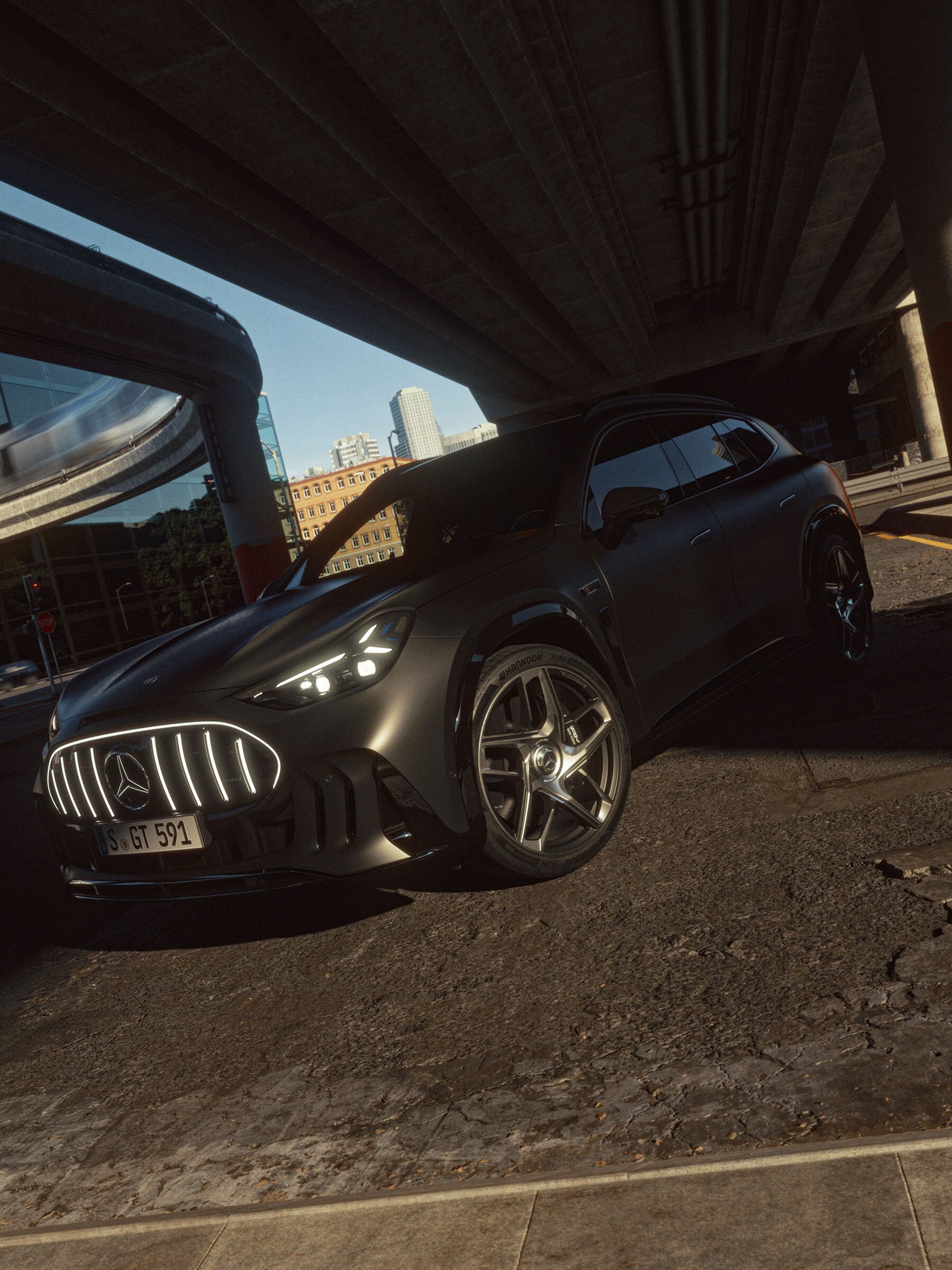 The all-new Mercedes-AMG GT SUV: Illuminated front design
