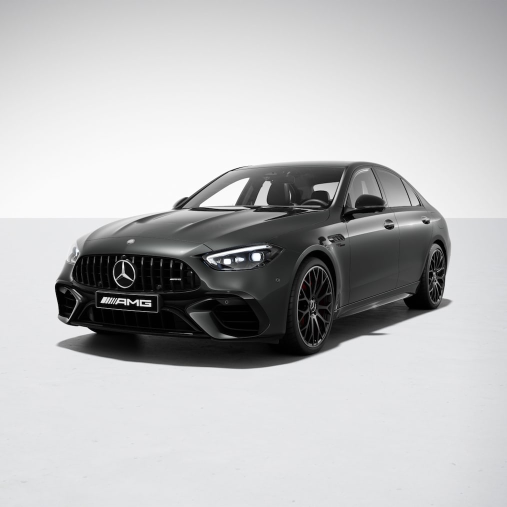 Rear view of the Mercedes-AMG C 63 S E PERFORMANCE 4MATIC+ Saloon.