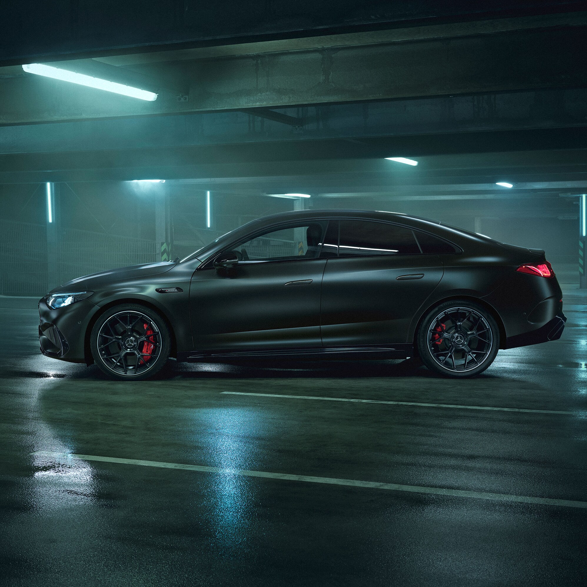 The exterior of the all-new Mercedes-AMG CLA 45 4MATIC+ electric.