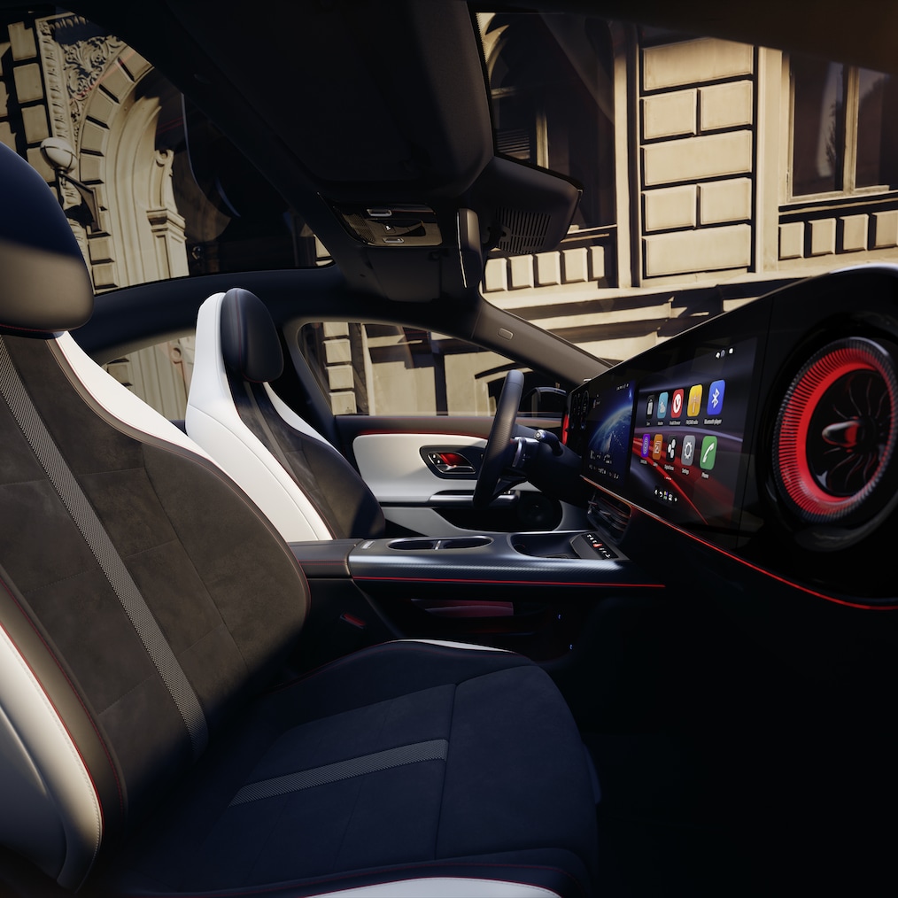 The interior with MBUX Superscreen & Sport seats in the Mercedes-Benz CLA C174.