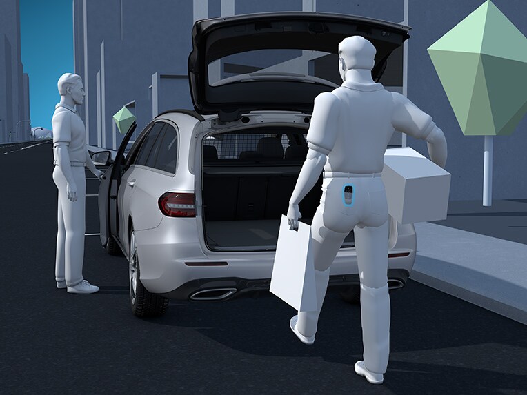 A graphic representation of the KEYLESS-GO Convenience package in the EQA from Mercedes-EQ.