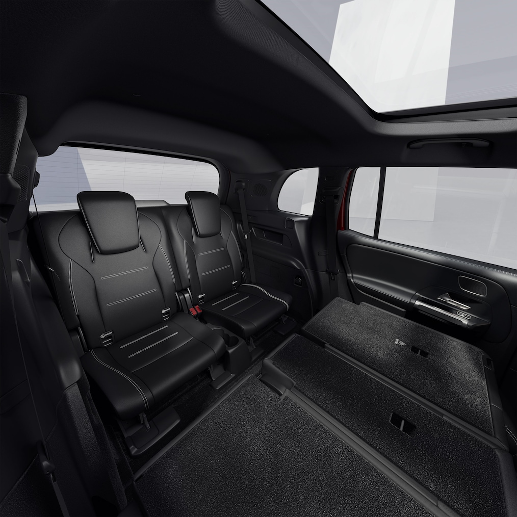 A partial view of the Mercedes-Benz GLB with optional third row of seats.