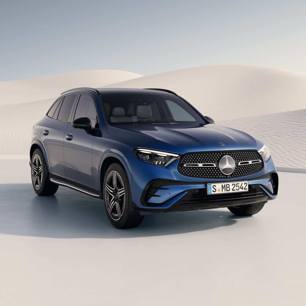 Frontal side view of the Mercedes-Benz GLC. 