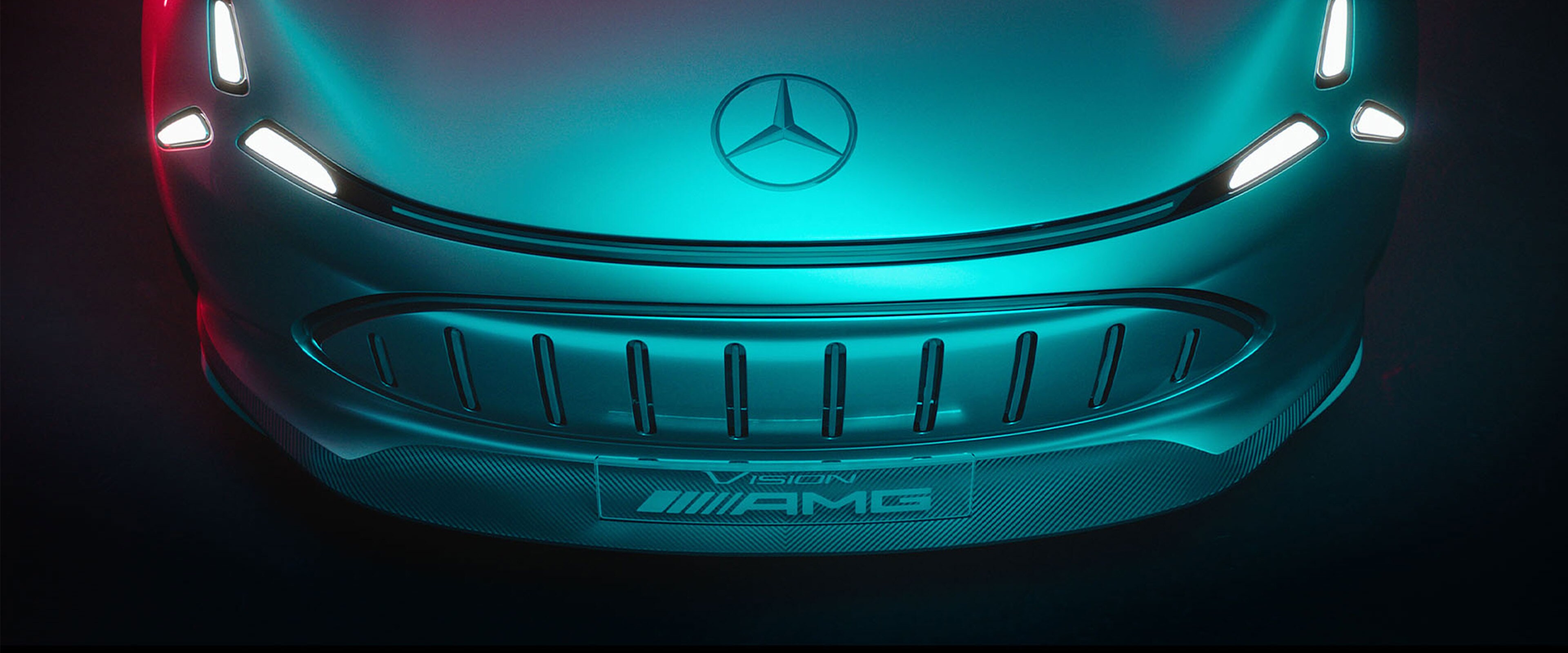 A detailed view of the front of a Vision AMG vehicle.