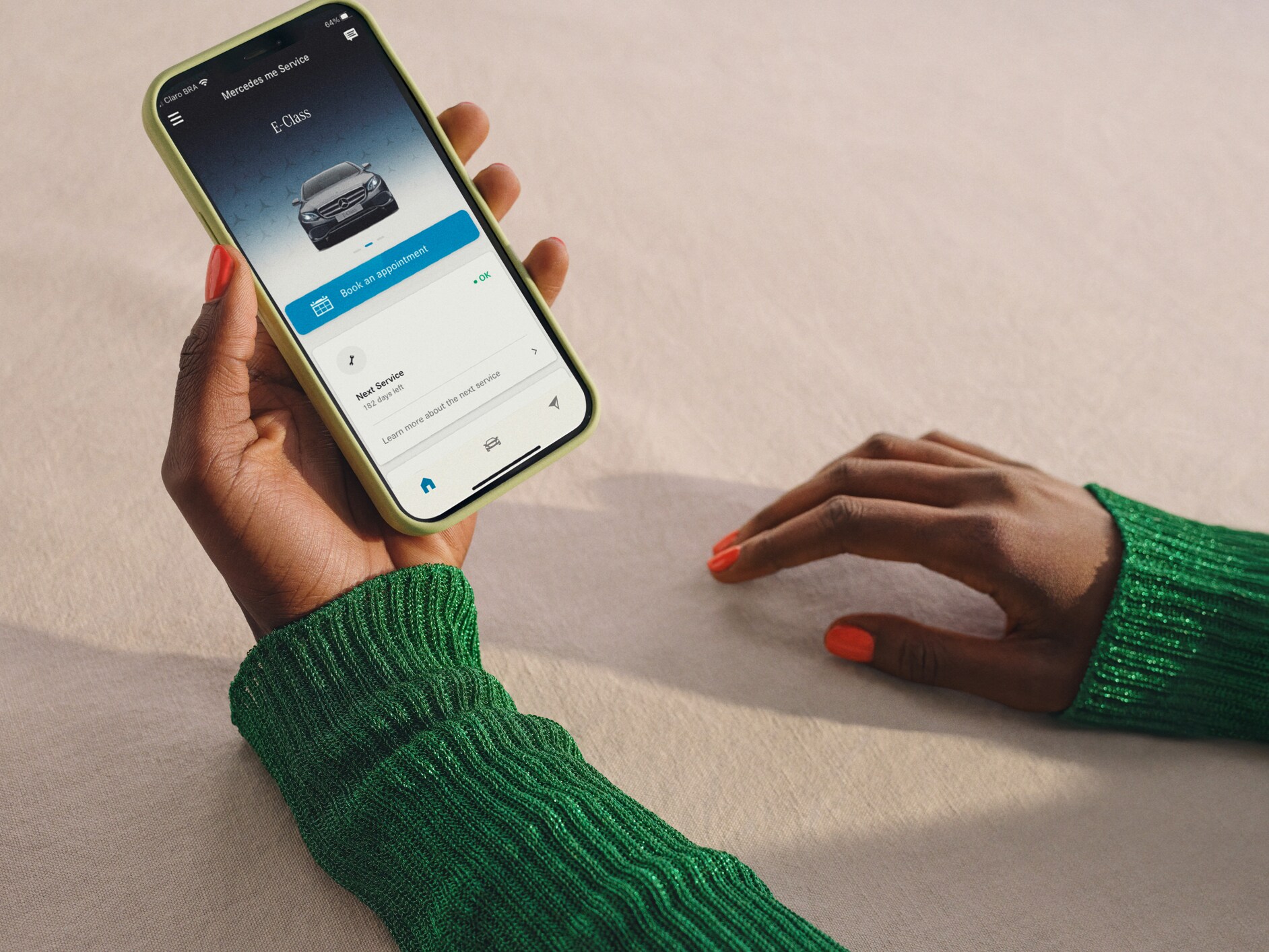 Notification of pending maintenance is shown on the smartphone.