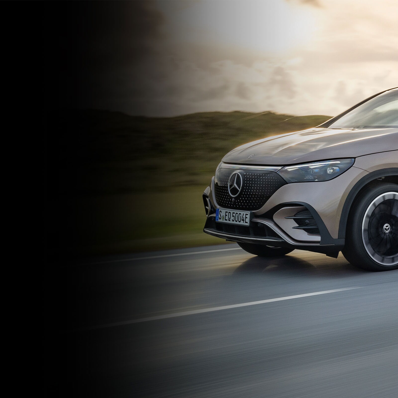 The Mercedes-Benz EQE 350+ in a sideview.