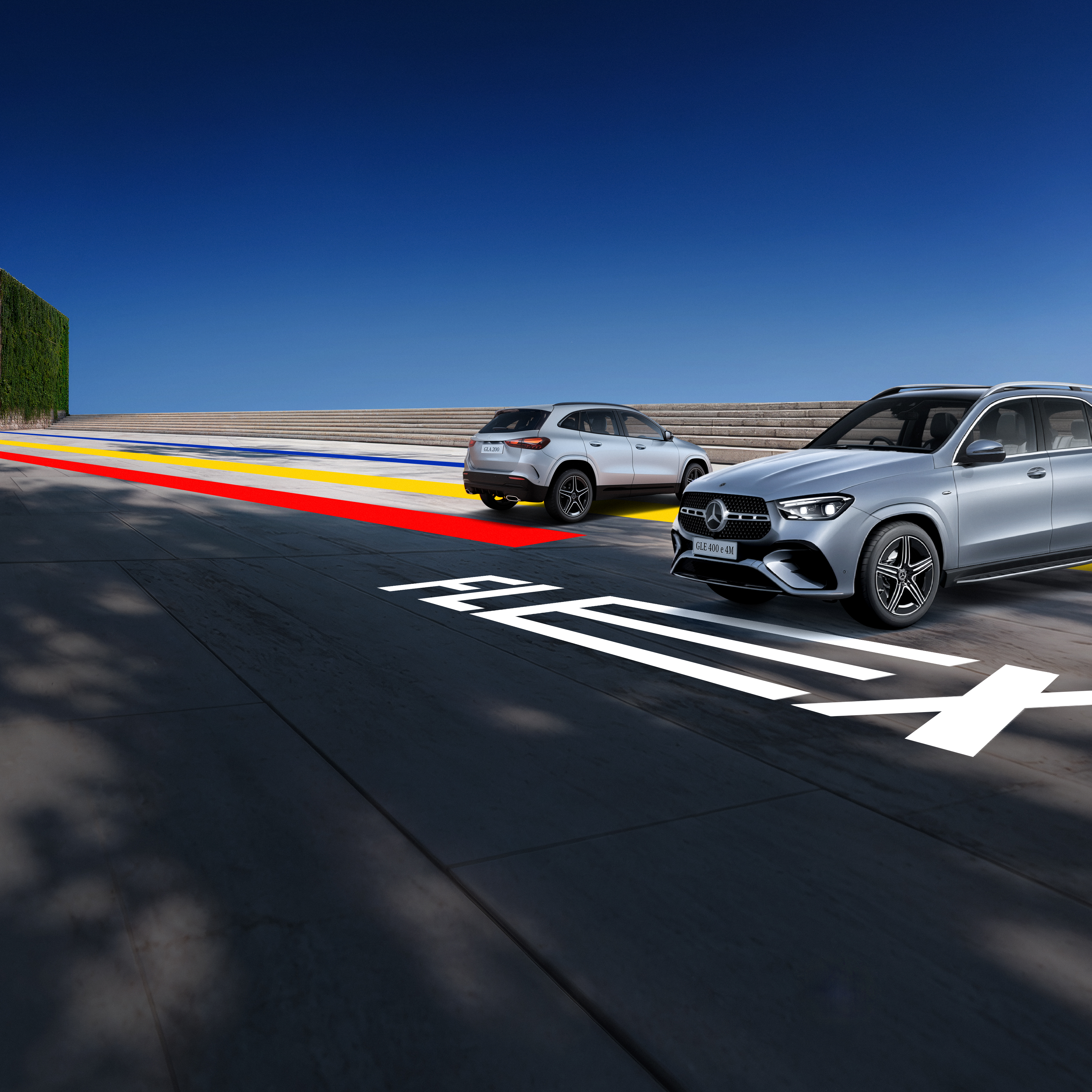 Overview | Financing | Mercedes-Benz Man and woman in the front of Mercedes Benz car using MBUX display