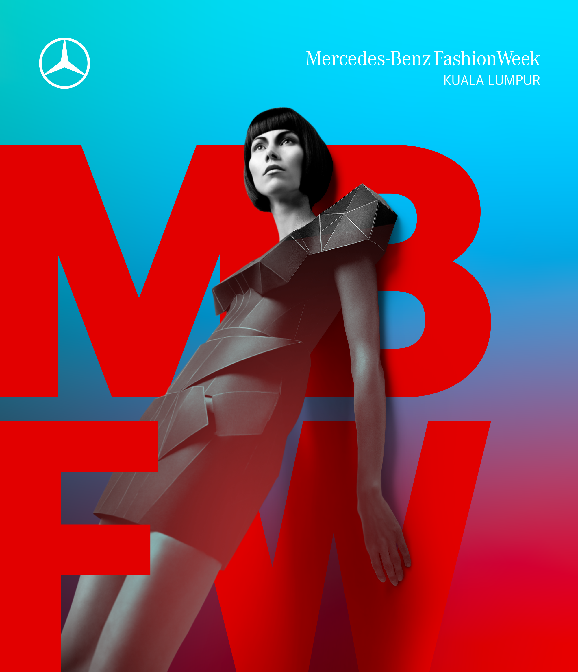MBFWKL 2024 - Test Drives Image of Mercedes-Benz EQS floating on spectrum of colours