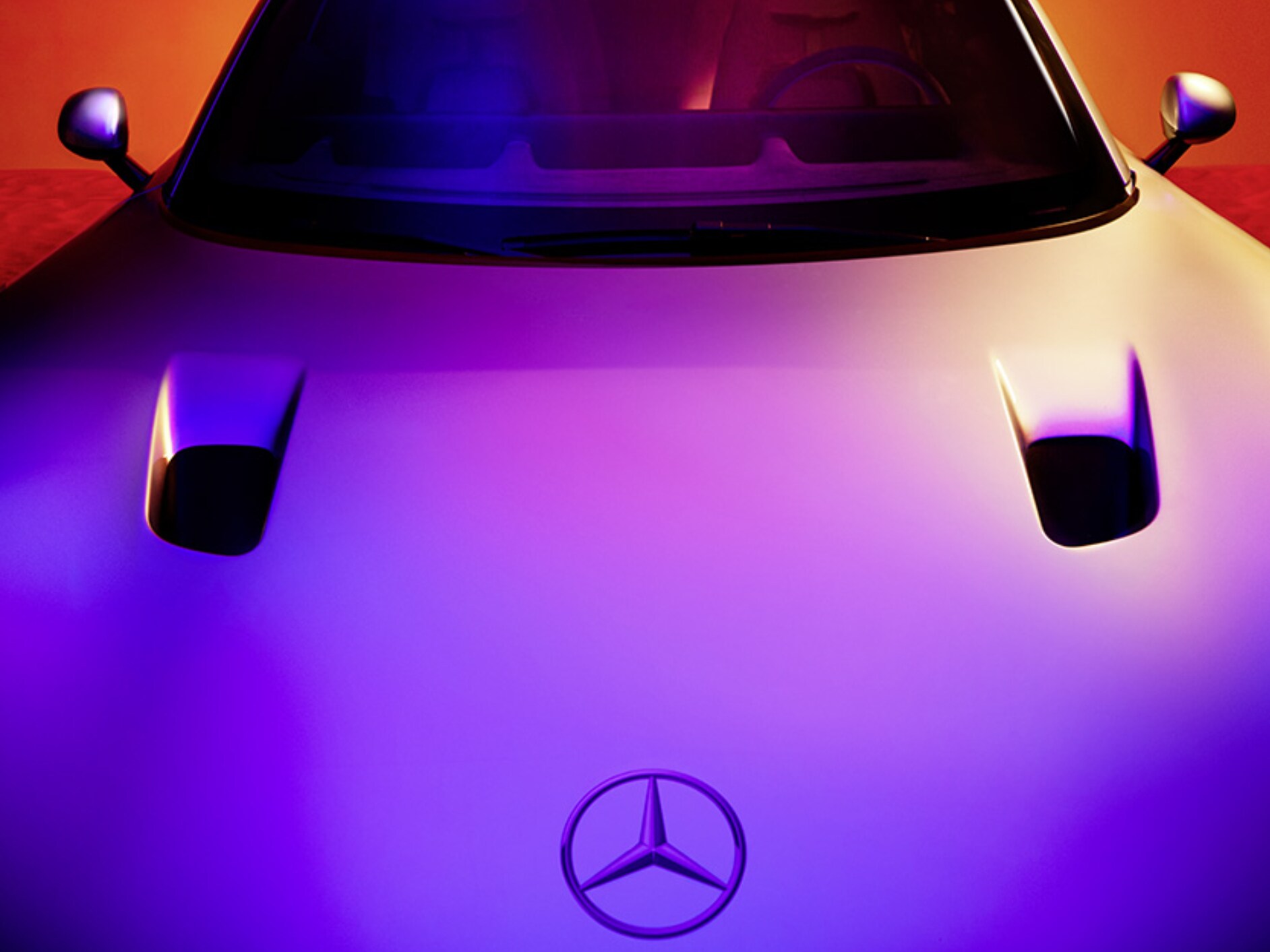 Artistic image of Mercedes-Benz vehicle with Star logo emblem