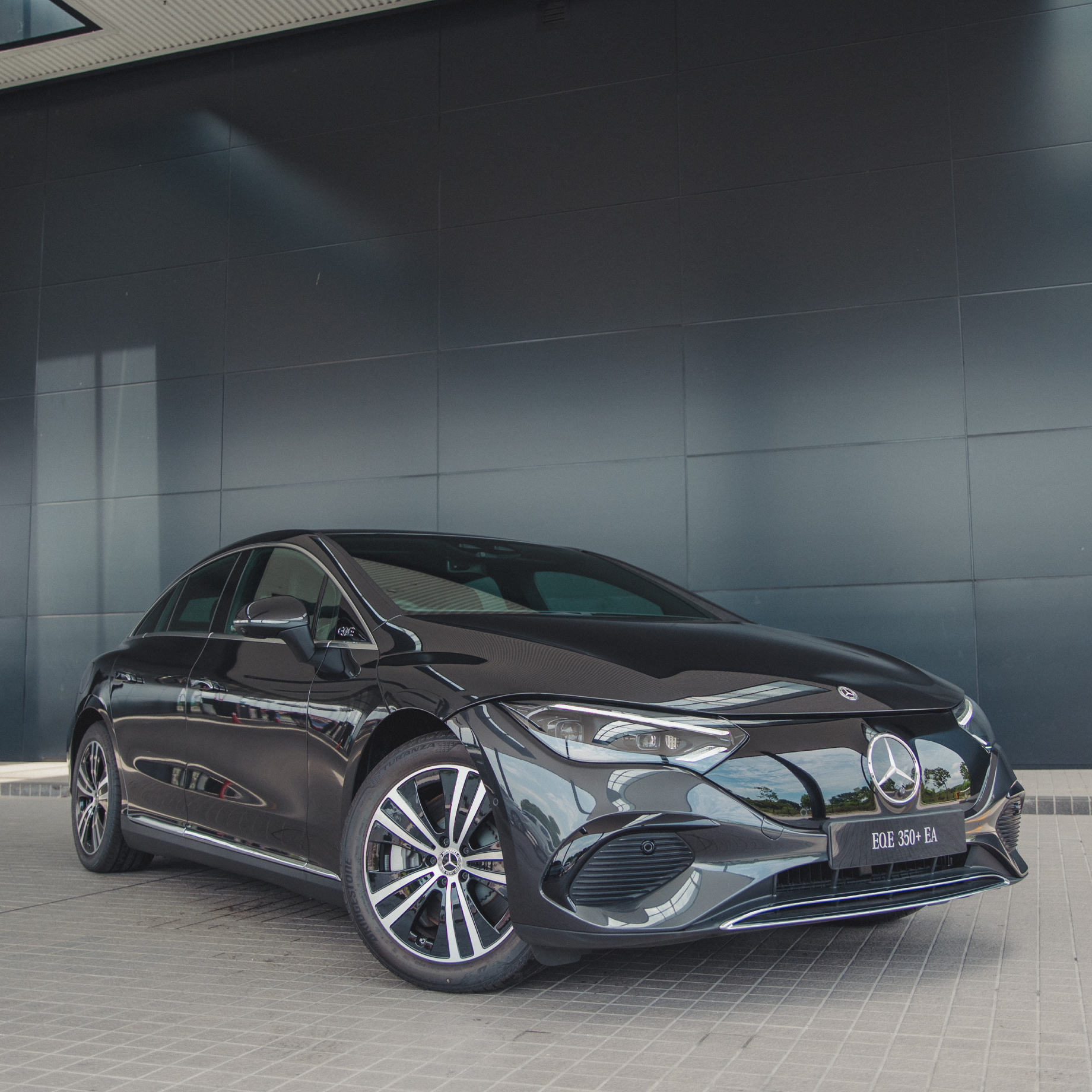 The new EQE - News & Events Article Front exterior of the new EQE 350+ Electric Art Line.