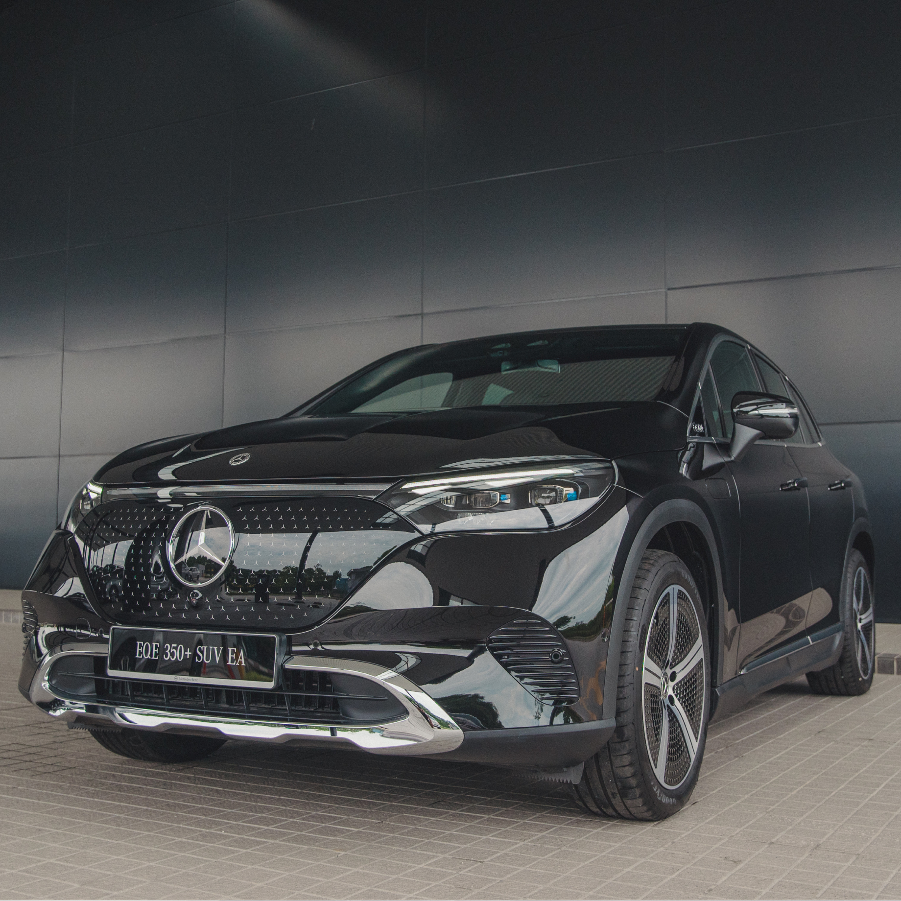 The new EQE - News & Events Article Front exterior of the new EQE 350+ SUV Electric Art Line.